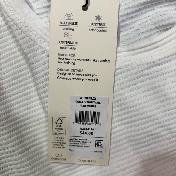 Calia Women’s White Scoop Neck Tank, multiple sizes - Picture 7 of 11